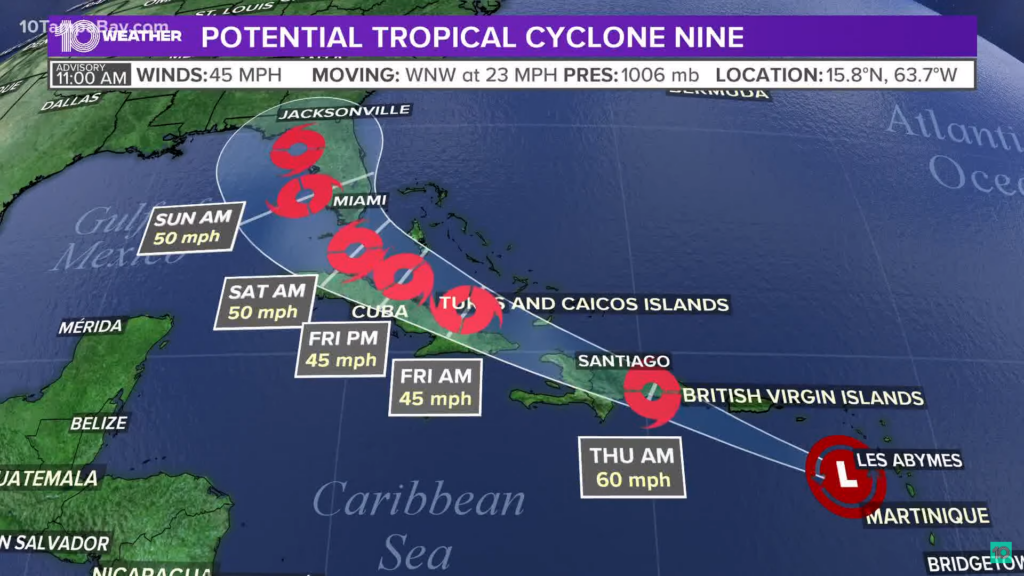 POTENTIAL TROPICAL CYCLONE NINE LATEST UPDATE - The Suncoast News & Scoop