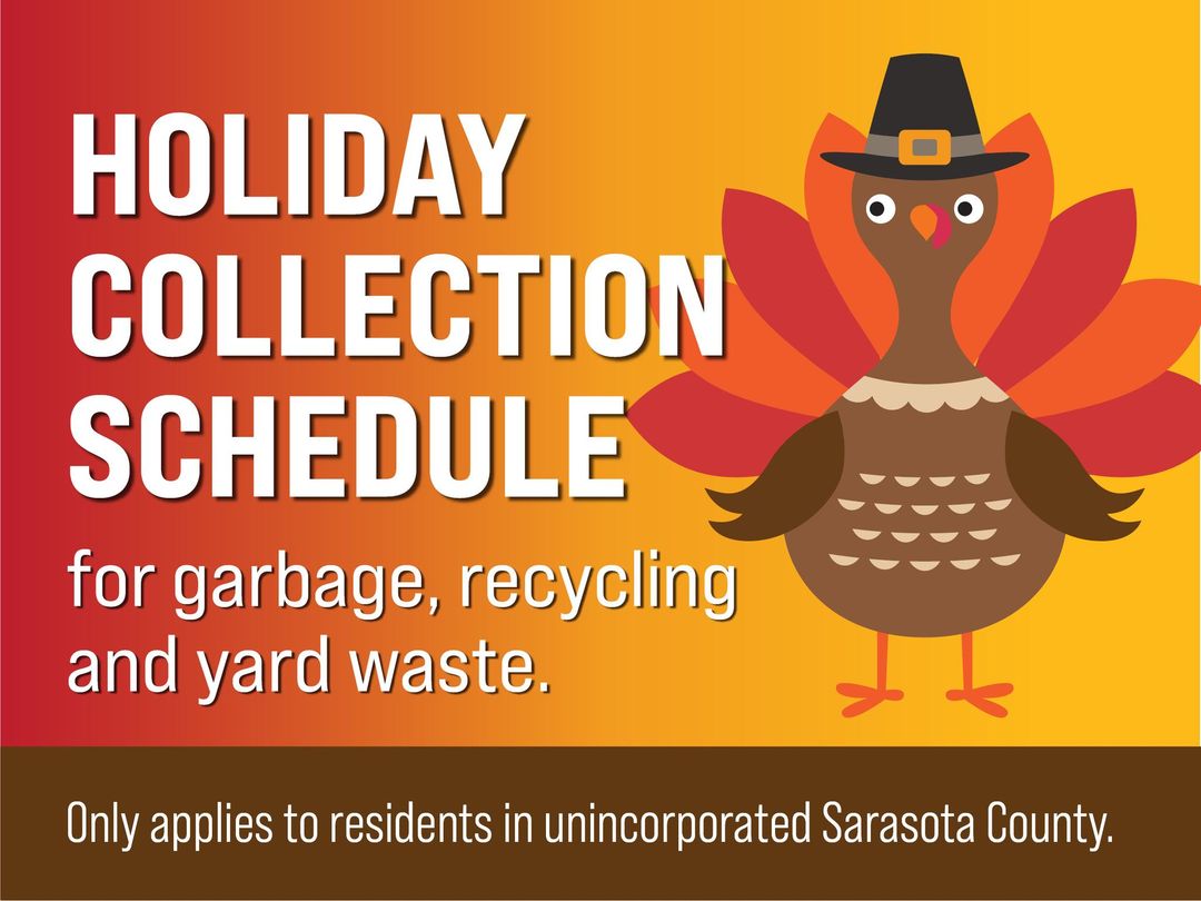 Sarasota County waste collection schedule changes due to Thanksgiving