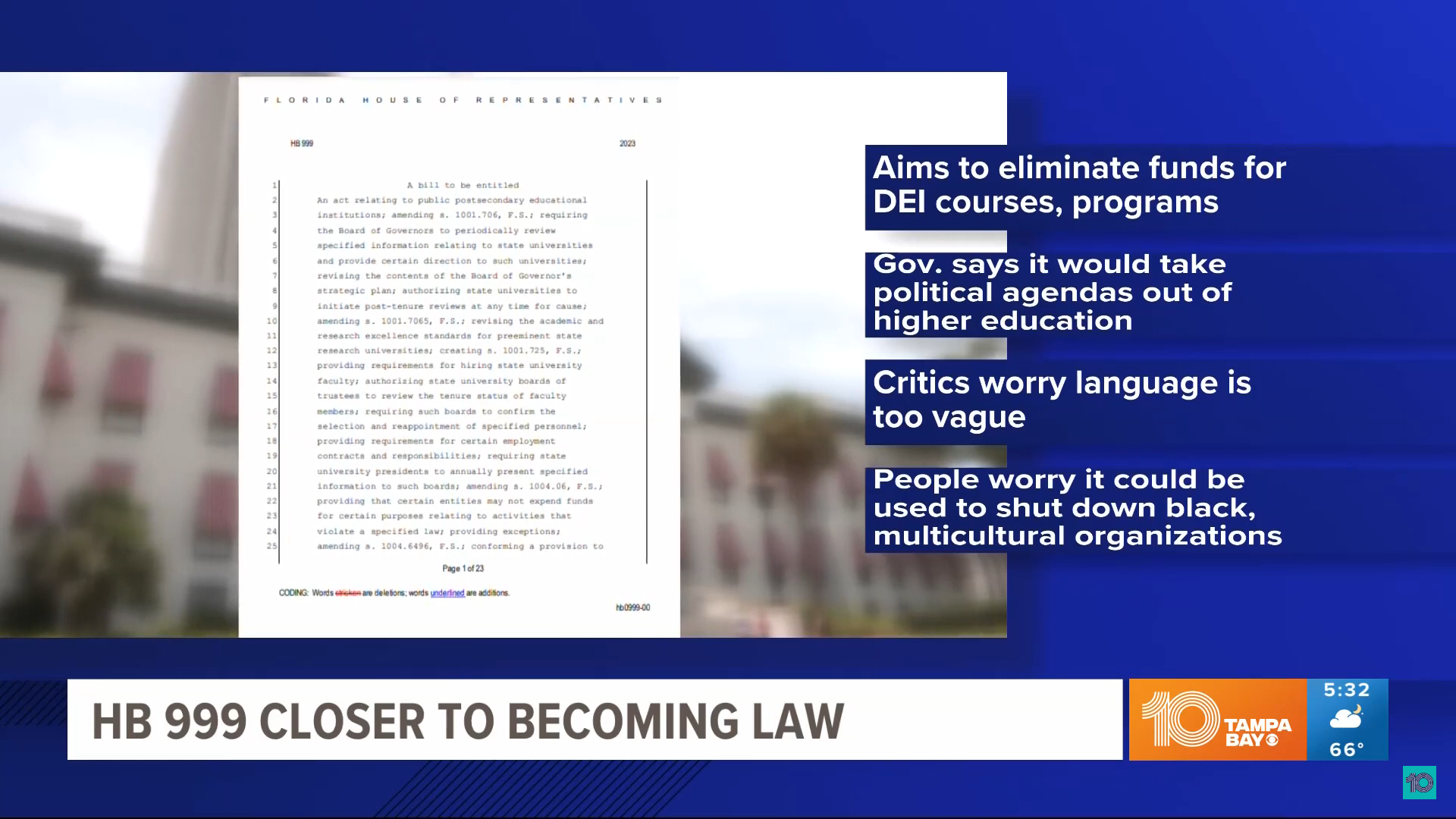 Florida bill would shut down funding for DEI (Diversity, Equality and