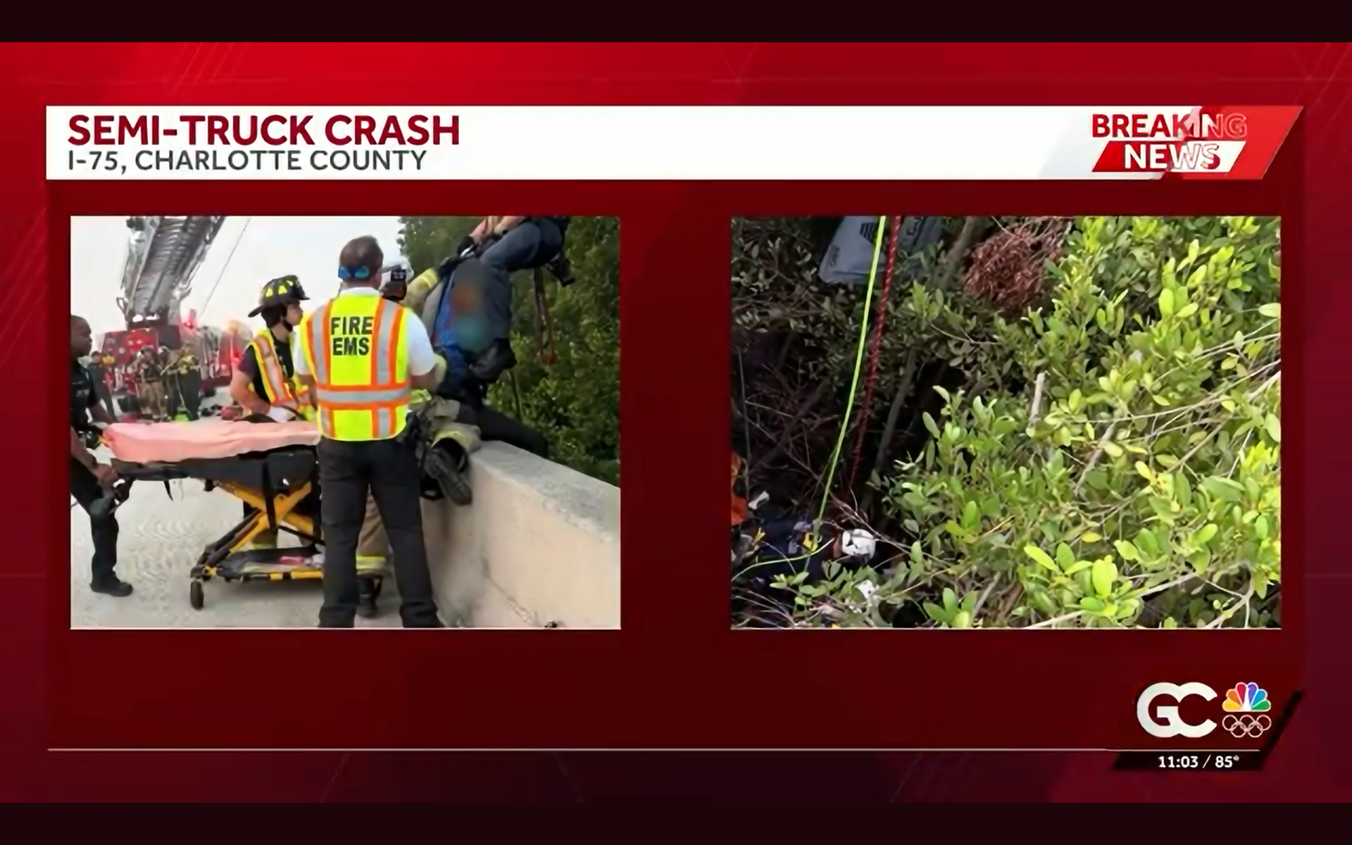 Man rescued after falling off of bridge following crash on I-75 in ...