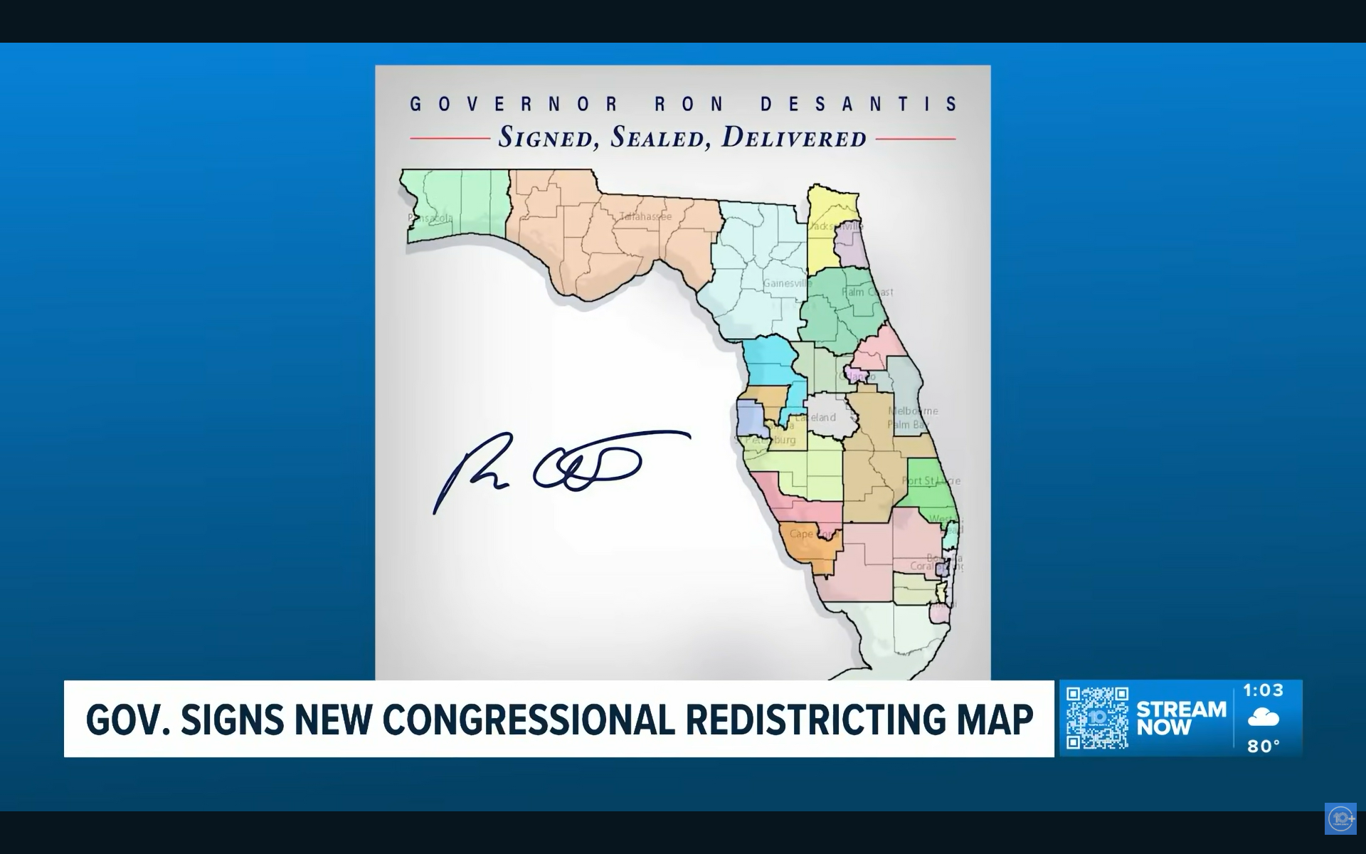 Gov. Ron DeSantis signed the new congressional map passed by Florida’s ...